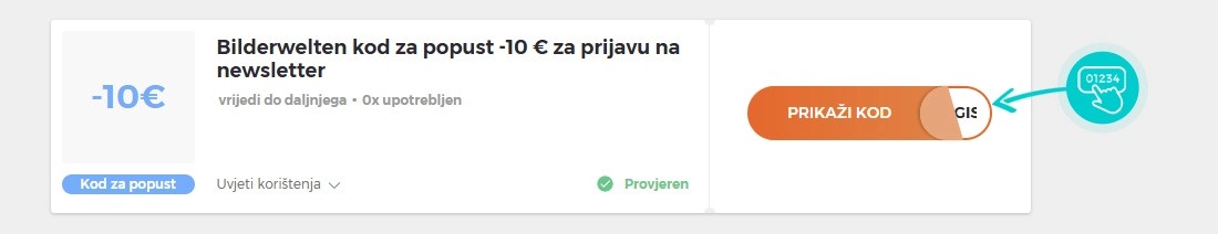 Primjer koda za popust Bilderwelten