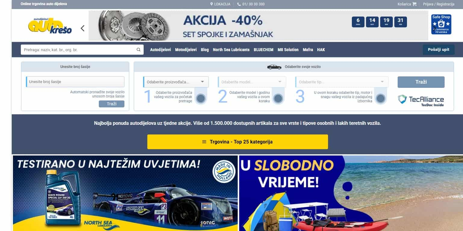 Naslovnica trgovine s formulom i motornim uljem