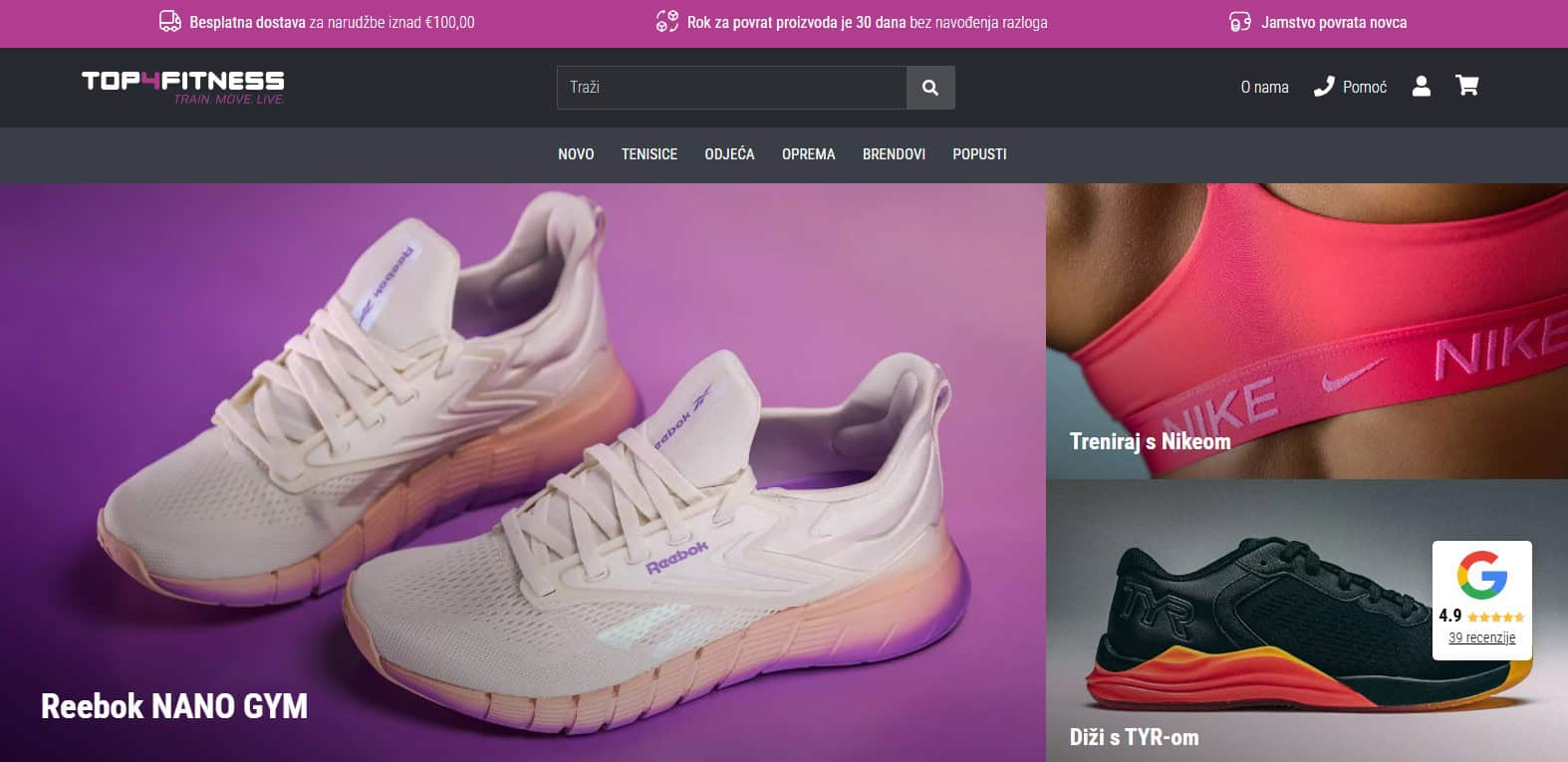 Top4fitness - screen homepage