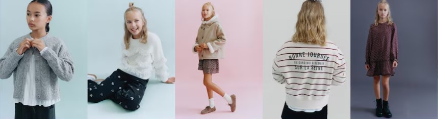 Djeca obučena u različite komade iz dječje kolekcije odjeće