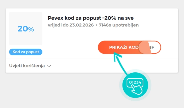 Primjer koda za popust Pevex