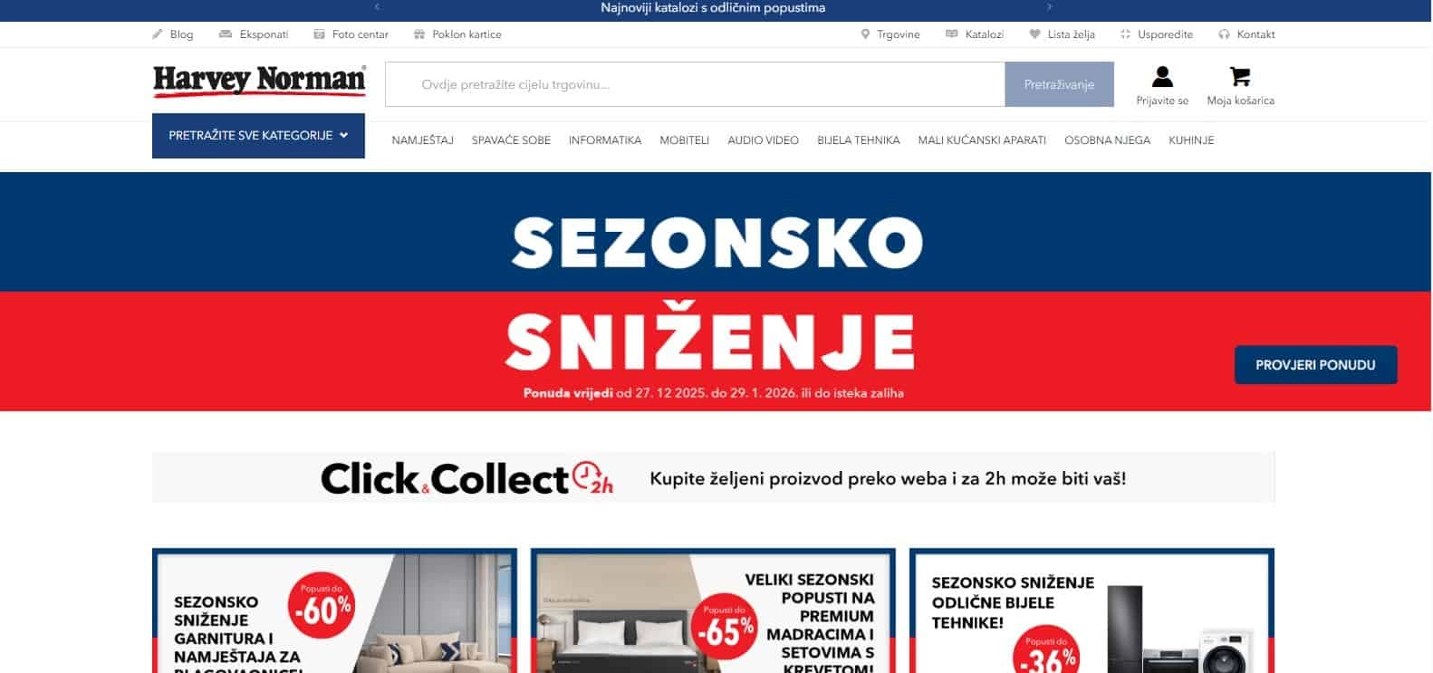 Naslovnica trgovine s reklamom za sezonsko sniženje