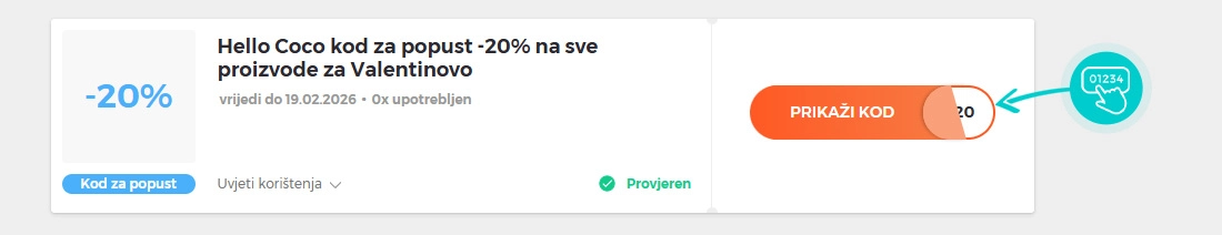 Primjer koda za popust Hello Coco