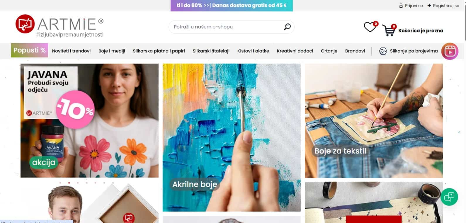 Artmie - screen homepage