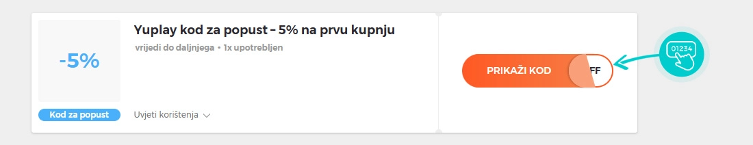 Primjer koda za popust Yuplay