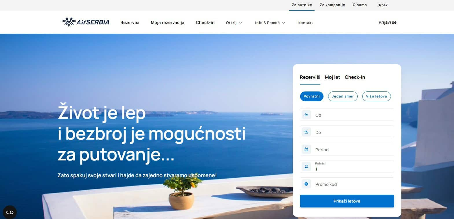 Air Serbia - screen homepage