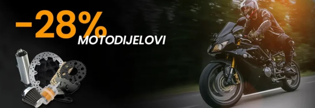 Čovjek na crnom motociklu i moto dijelovi