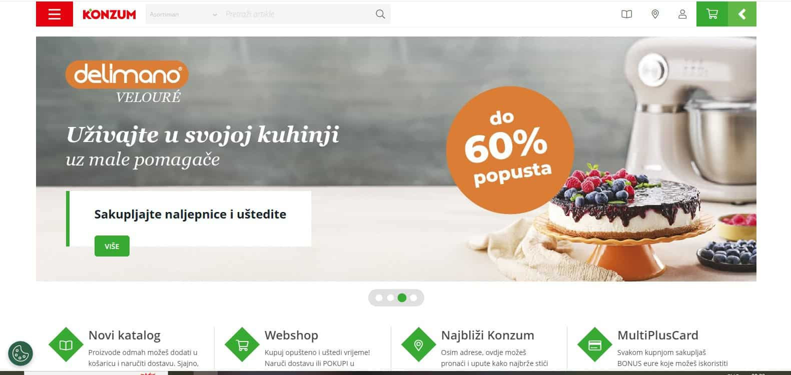 Konzum - screen homepage