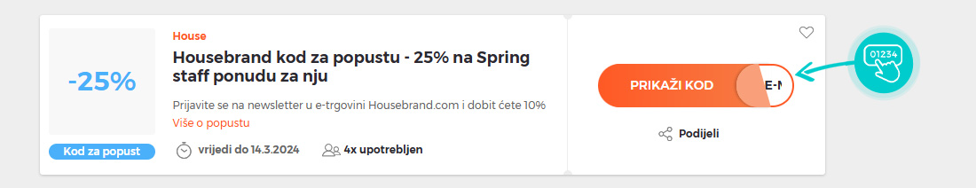 Primjer koda za popust House