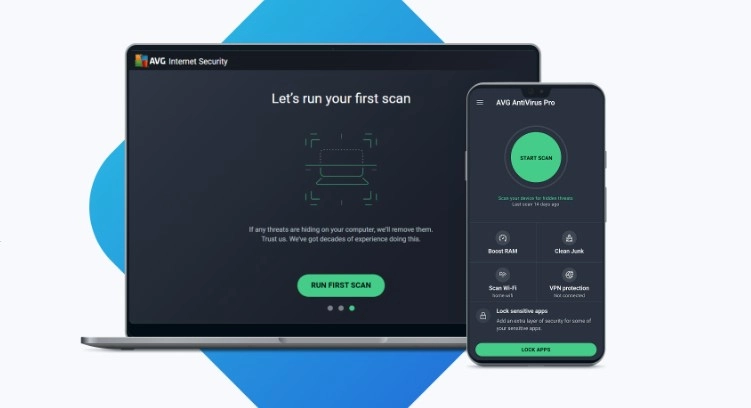 AVG antivirus aplikacija na laptopu i pametnom telefonu