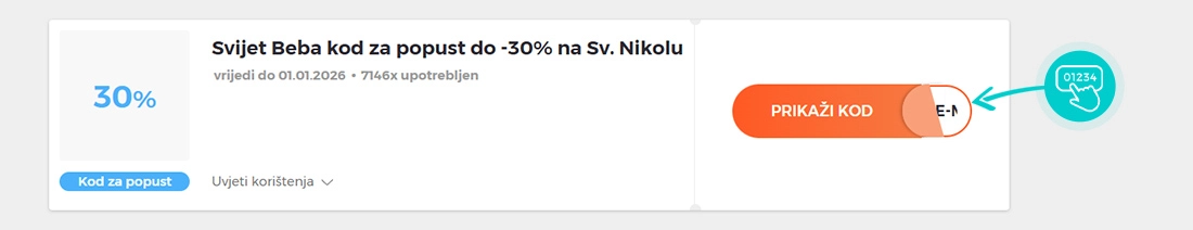 Primjer koda za popust Svijet Beba