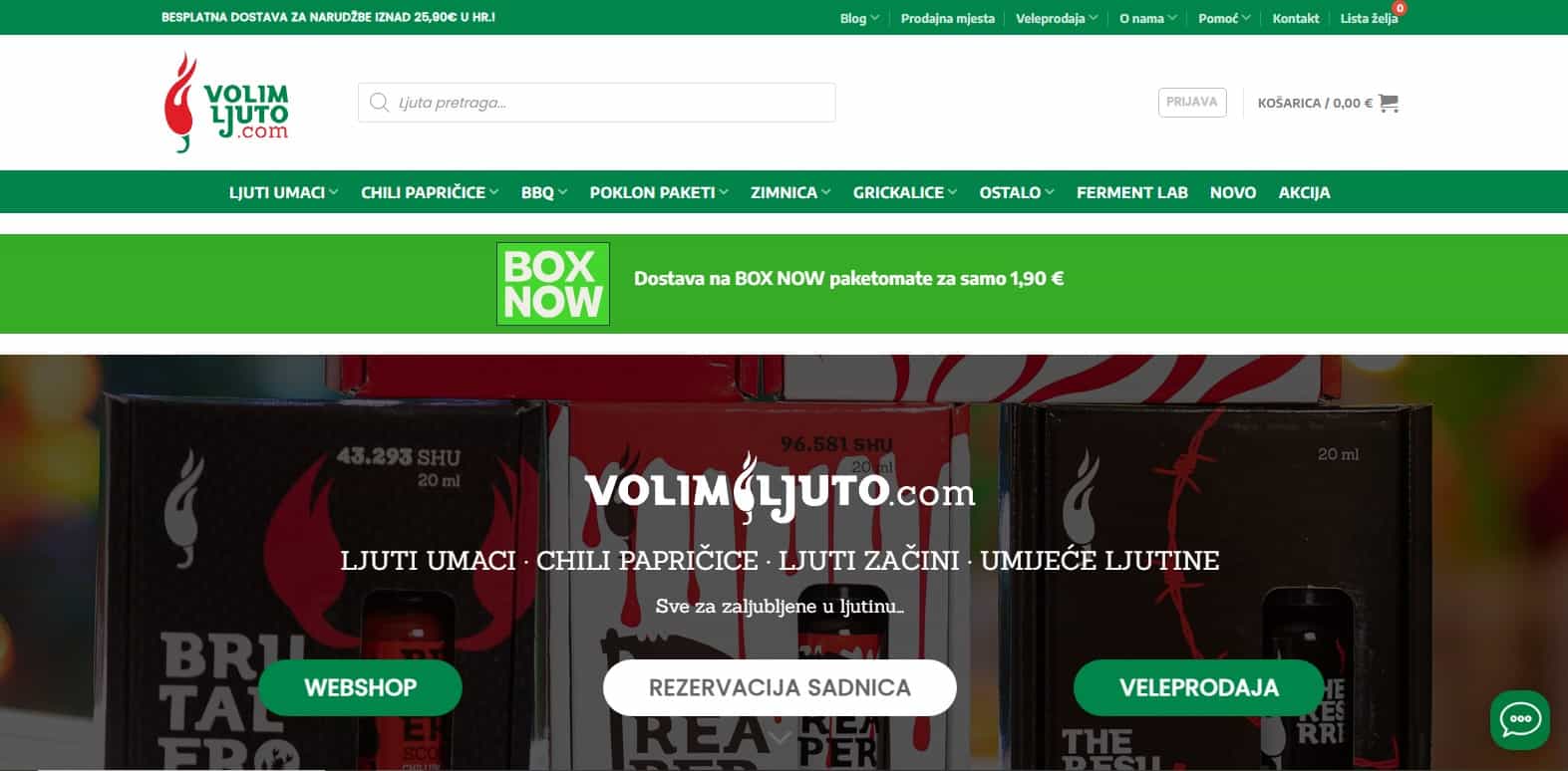 Volim ljuto - Screen homepage