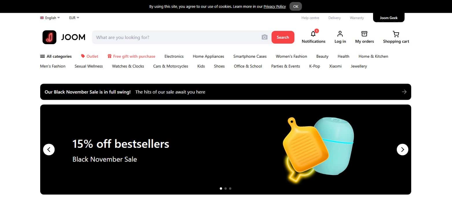 Naslovica trgovine sa promocijom Black November Sale