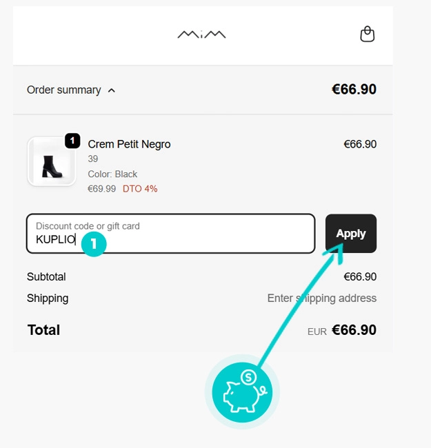 Upute kako primijeniti kod za popust u košarici internetske trgovine MIM