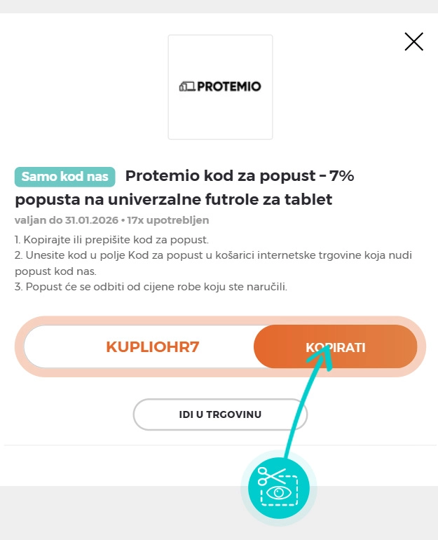 Upute za kopiranje koda za popust Protemio