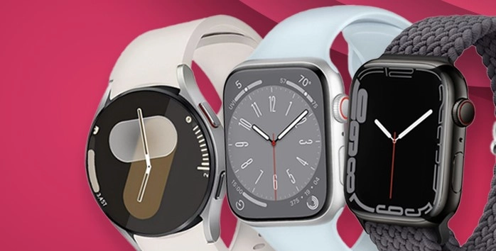 Tri moderni pametni satovi u različitim bojama