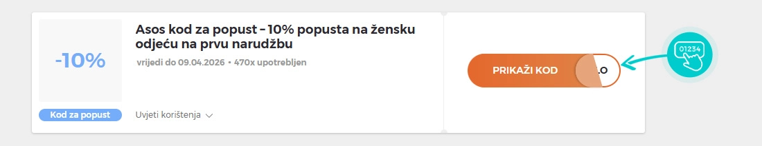 Primjer koda za popust Asos