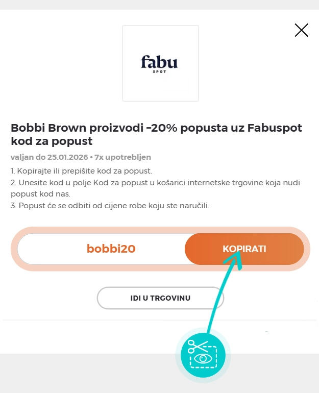 Upute za kopiranje koda za popust FABUspot