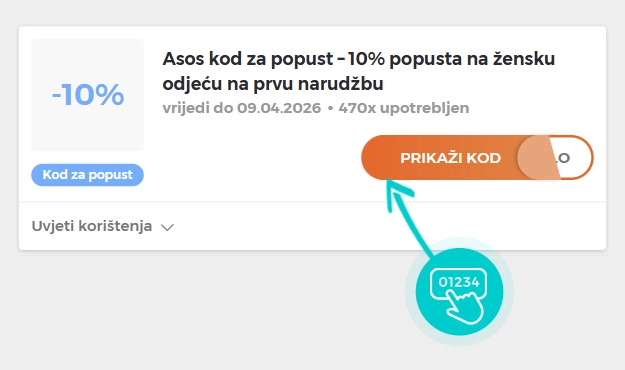 Primjer koda za popust Asos