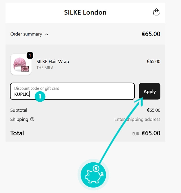 Upute kako primijeniti kod za popust u košarici internetske trgovine Silke London