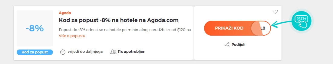 Primjer koda za popust Agoda