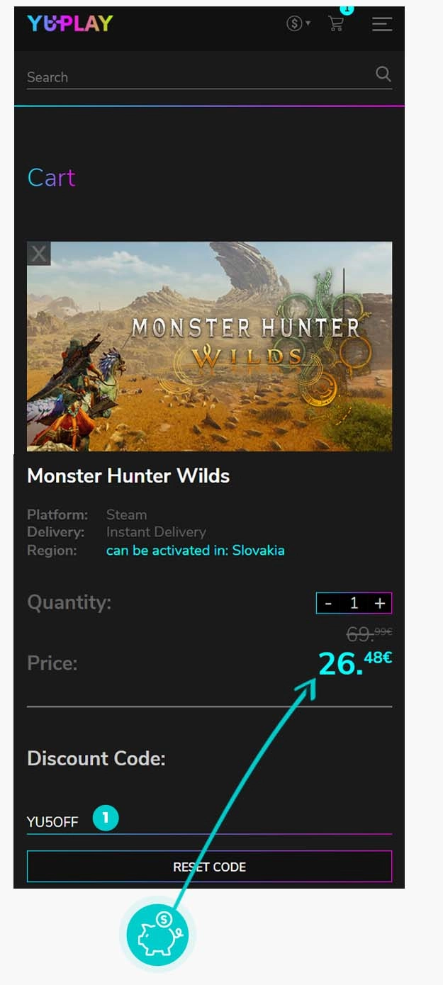 Upute kako primijeniti kod za popust u košarici internetske trgovine Yuplay