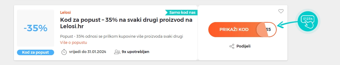 Primjer koda za popust Lelosi