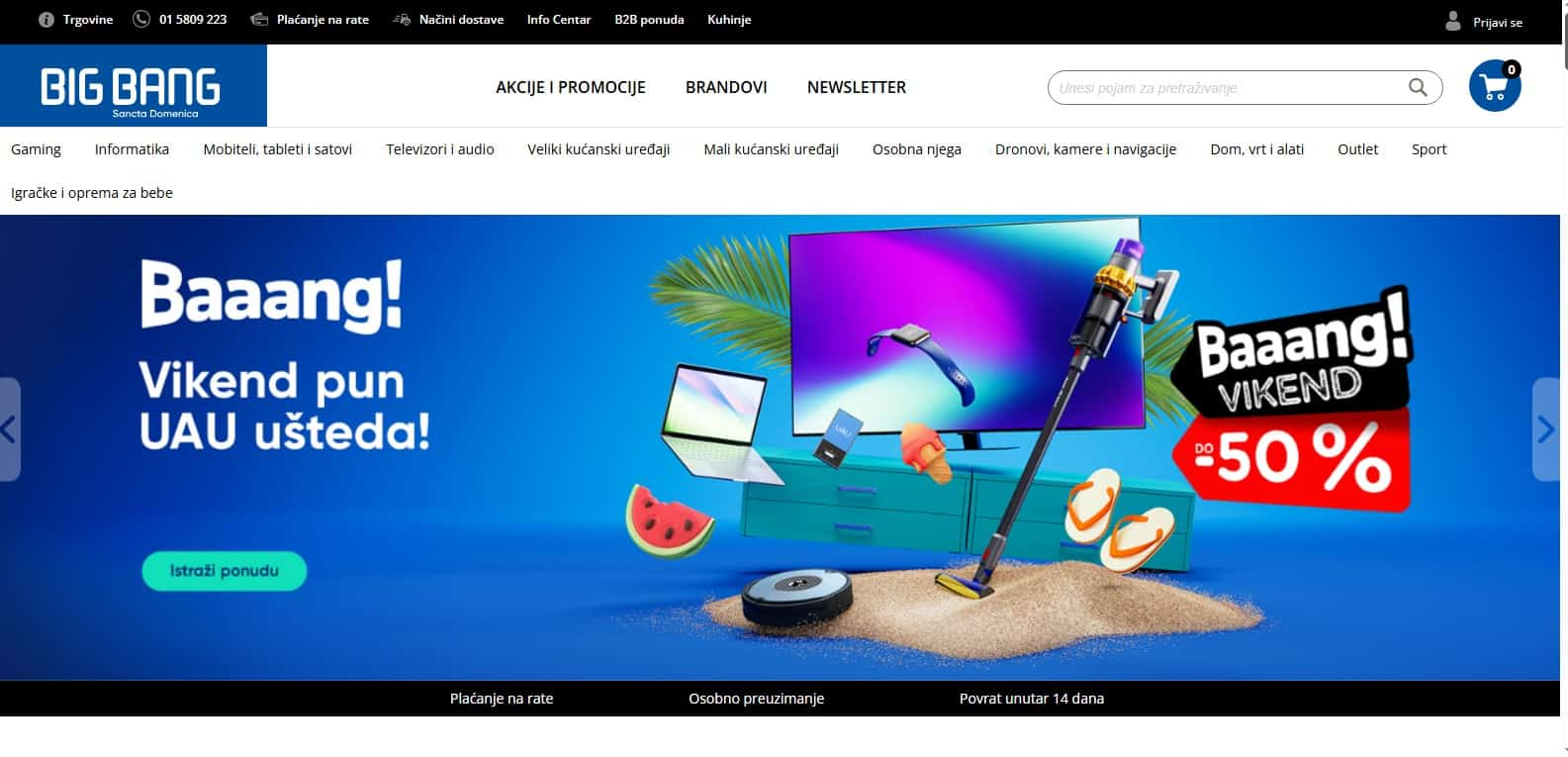 Lubenica pored laptopa, televizora, usisavača i drugih proizvoda na plaži