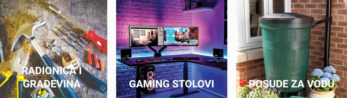 Alat za radionicu, gaming stol s računalom, posuda za vodu