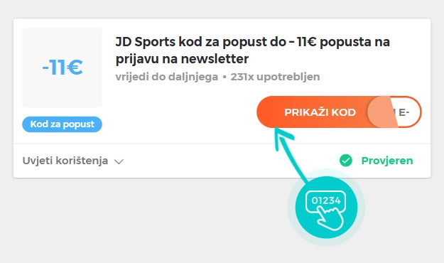 Primjer koda za popust JD Sports