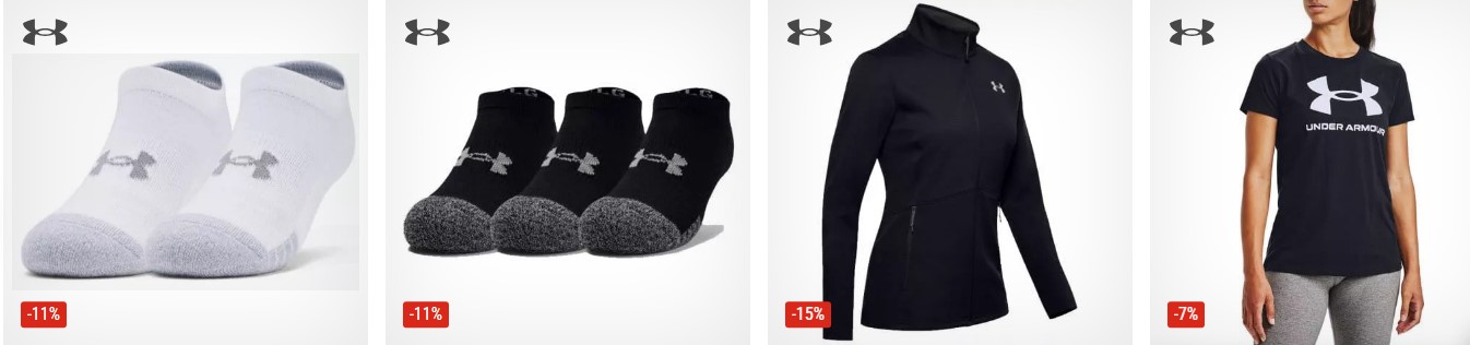 Under armour crne i bijele čarape i dvije crne majice