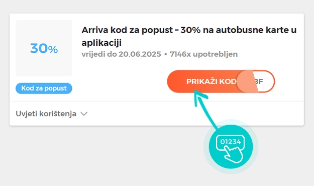 Primjer koda za popust Arriva