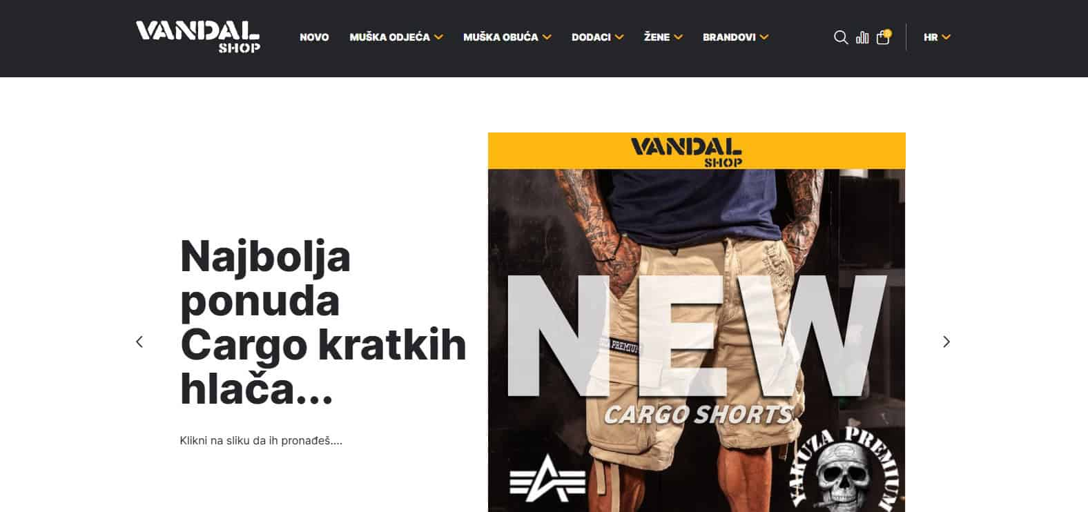 Vandal Shop - screen homepage