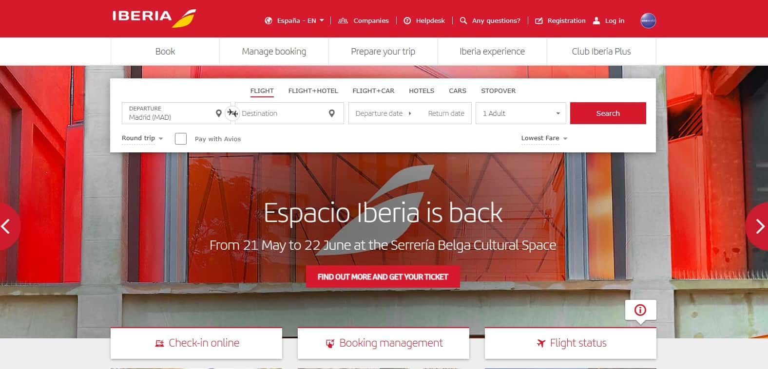 Iberia - screen homepage