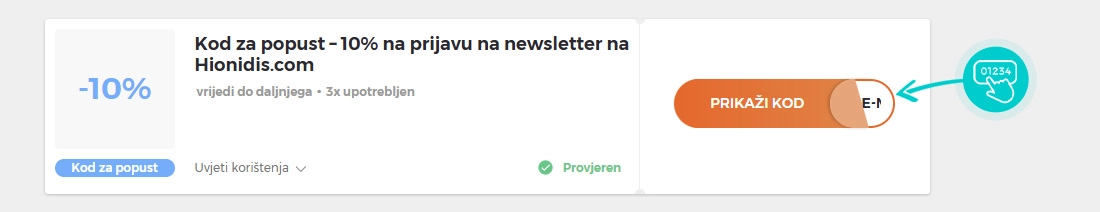 Primjer koda za popust Hionidis