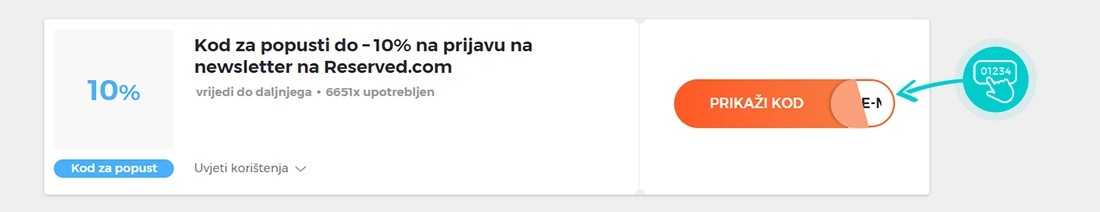 Primjer koda za popust Reserved