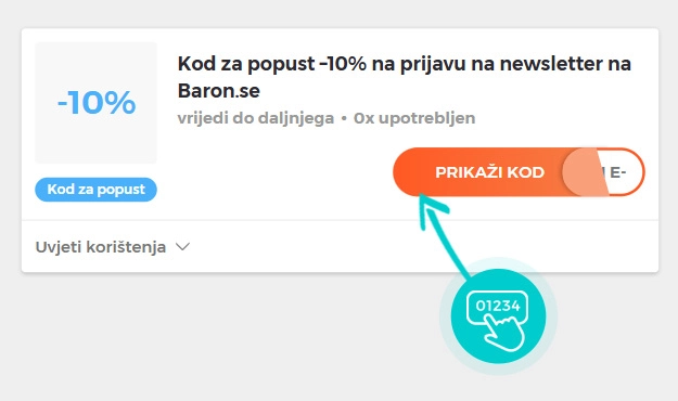 Primjer koda za popust Baron