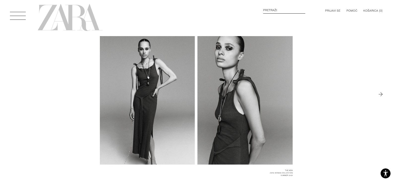Zara - screen homepage