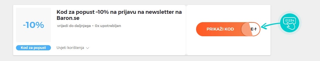 Primjer koda za popust Baron