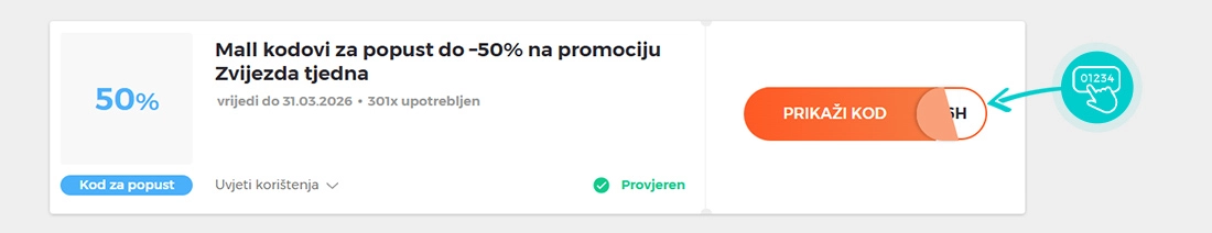 Primjer koda za popust Mall.hr