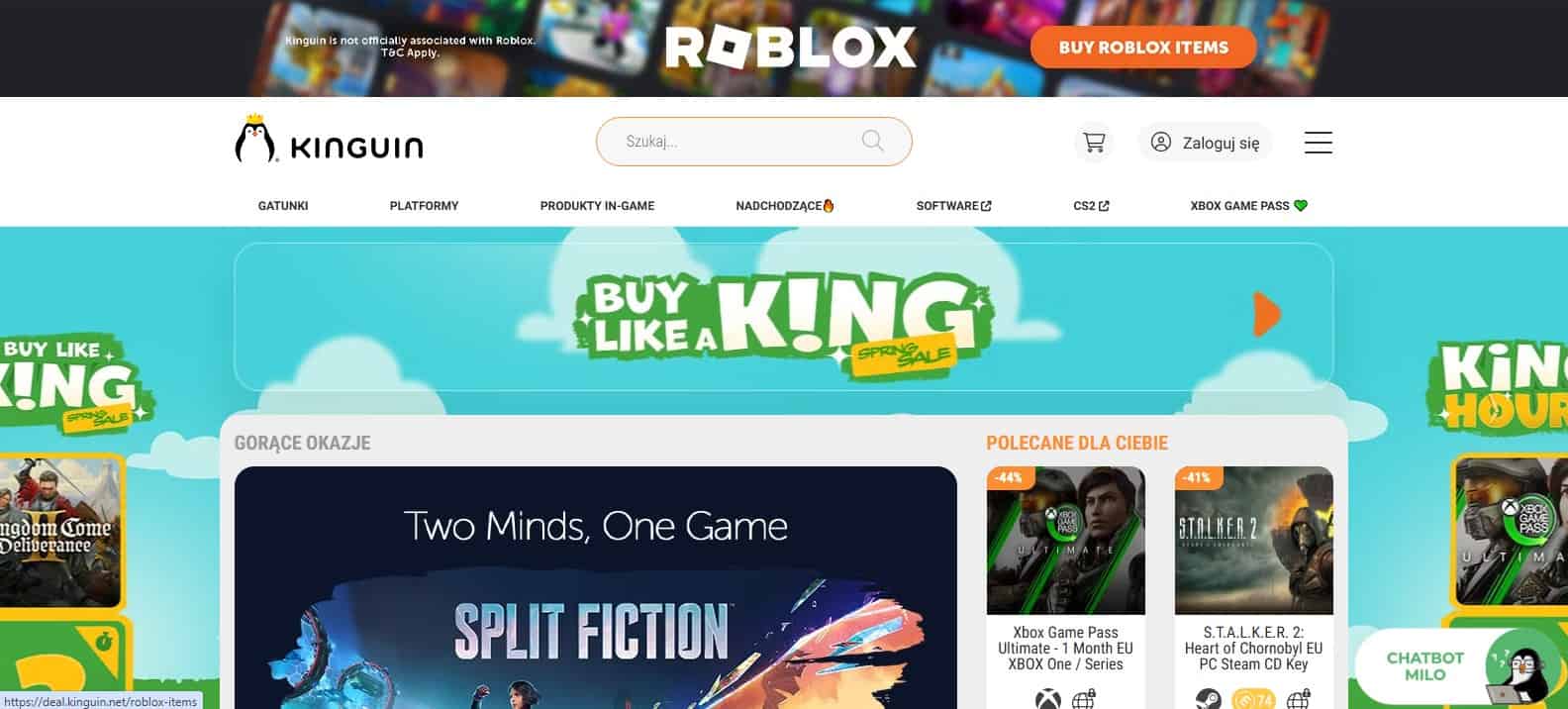 Kinguin - screen homepage
